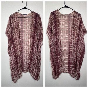 Brandy Melville mixed boho print kimino cardigan sheer open front flowy light